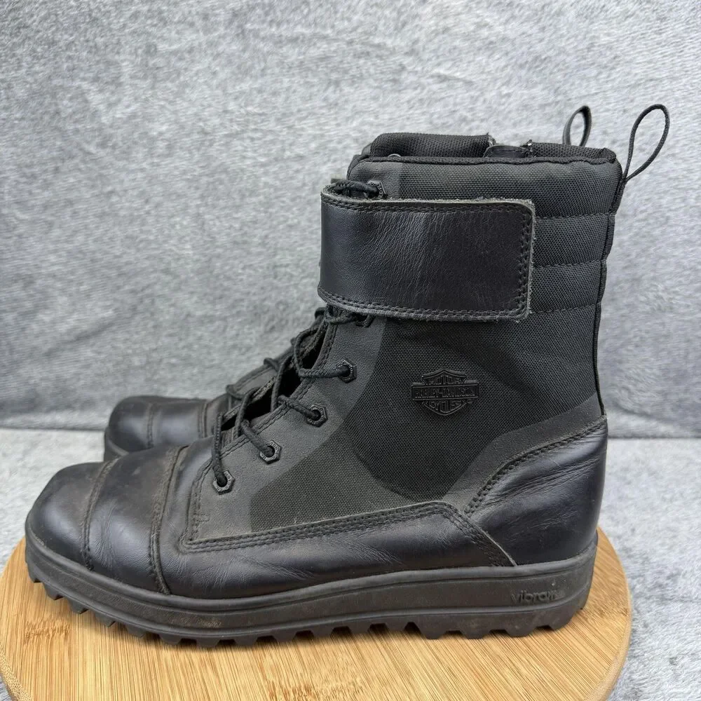 Harley-Davidson Boots Mens Size 9.5 Black Leather Biker Zip Strap D93762
